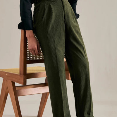 Autumn And Winter Corduroy Suit Pants Man Pair Pleated Design Loose Straight