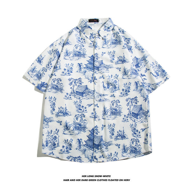 Fashionable Hawaiian Ice Silk Inch Shirt Man