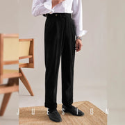 Autumn And Winter Corduroy Suit Pants Man Pair Pleated Design Loose Straight