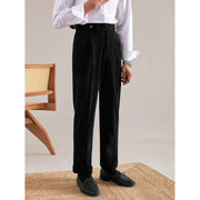 Autumn And Winter Corduroy Suit Pants Man Pair Pleated Design Loose Straight