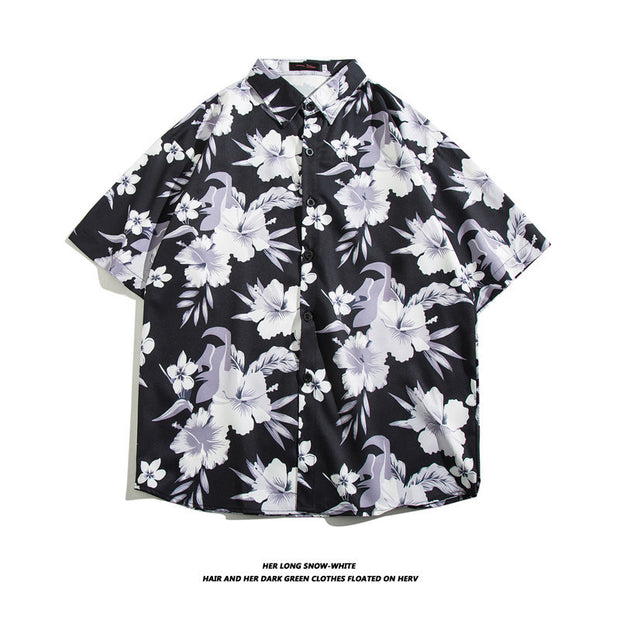 Fashionable Hawaiian Ice Silk Inch Shirt Man