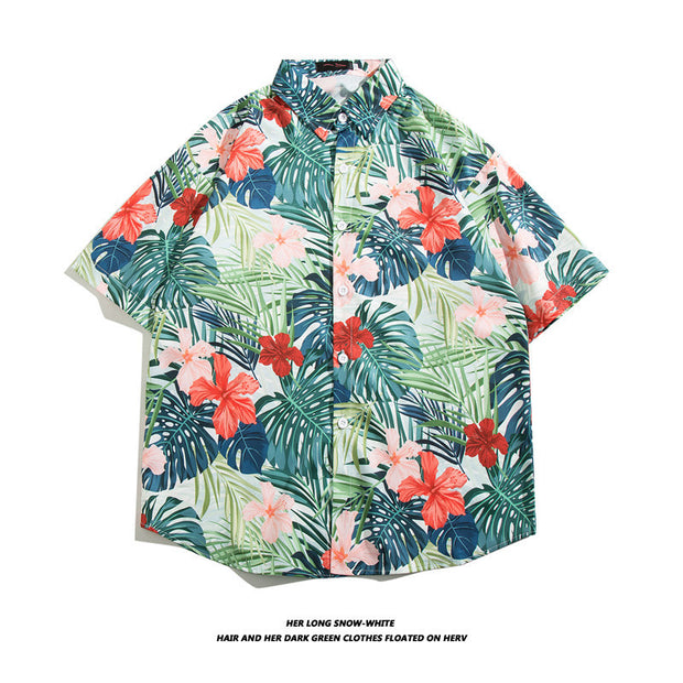 Fashionable Hawaiian Ice Silk Inch Shirt Man