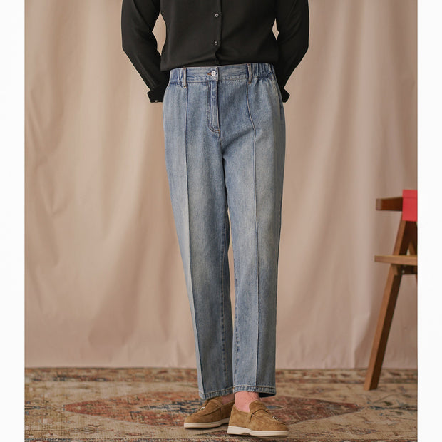 British Business Elastic Waist Cropped Pants