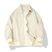 Outdoor Leisure Loose Jacket Teen Trend Japanese Style Workwear Polo Collar Solid Color Coat